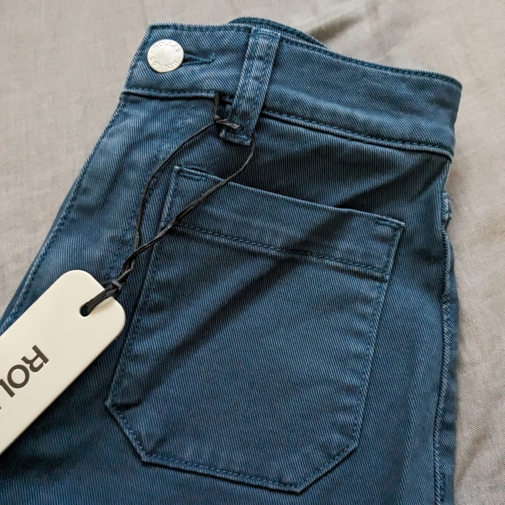 Rolla's Sailor Ankle Wide Straight Leg Jeans Petrol Blue - Picture 3 of 7